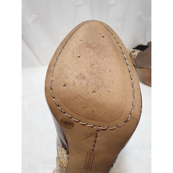 VINCE CAMUTO 6.5M BROWN BOOTIES TAUPE VO ARIANAH SNAKE SKIN NEUTRAL STILETTOTAN - Picture 13 of 16